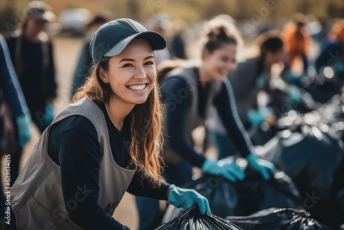 Group of young and diversity volunteer enjoy charitable social work outdoor in cleaning up garbage and waste separation project, Save the planet.