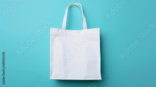 Girl is holding eco bag for mockup blank template