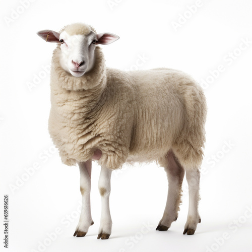 Sheep on a white background, ai technology