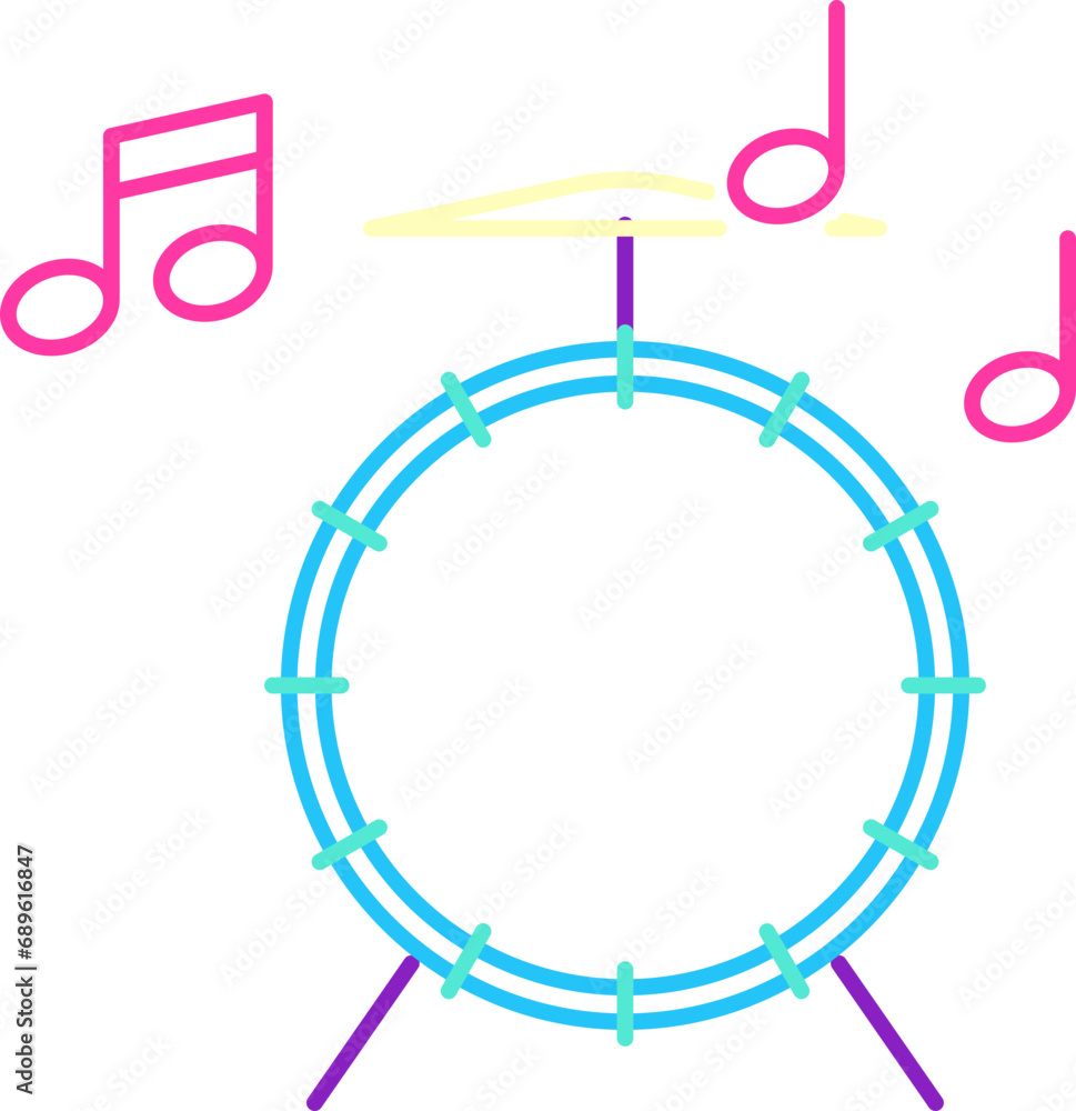 Drum neon icon Drum neon icon