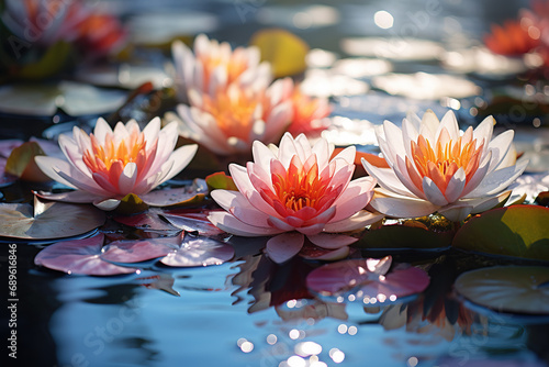 Close-up lotus flower in the lake