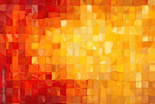 Fiery red orange gold yellow abstract background. Geometric shapes pixels mosaic