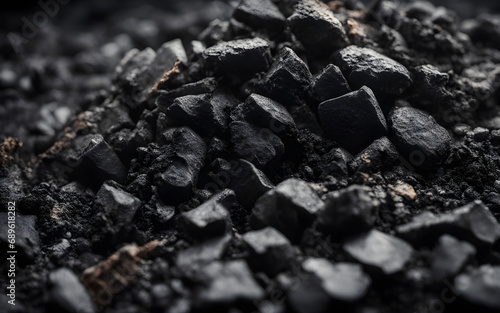 Closeup photograph of crumbled coal for design