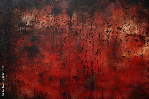 Red black abstract grunge background. Scratched dirty rusty burnt distressed wall background