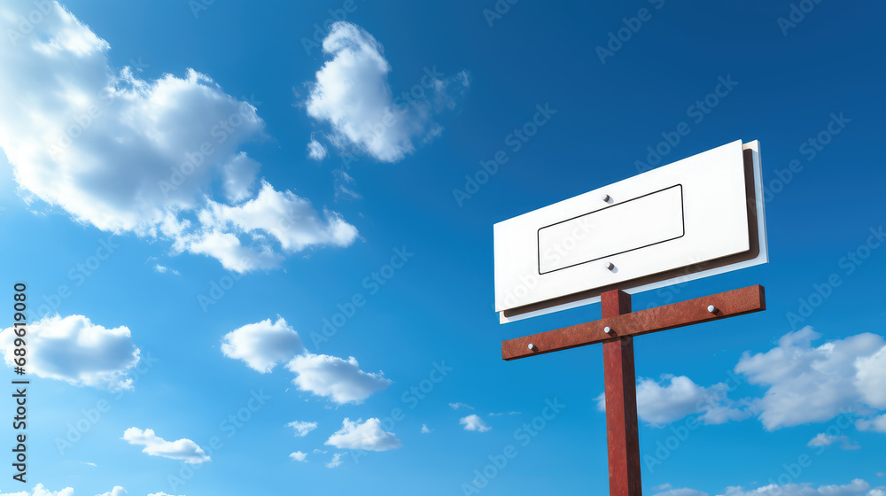 Empty white blank Road signboard against blue sky with copy space. Creative concept for path selection, business strategy and decision making. Empty white blank Road signboard against blue sky with copy space. Creative concept for path selection, business strategy and decision making.