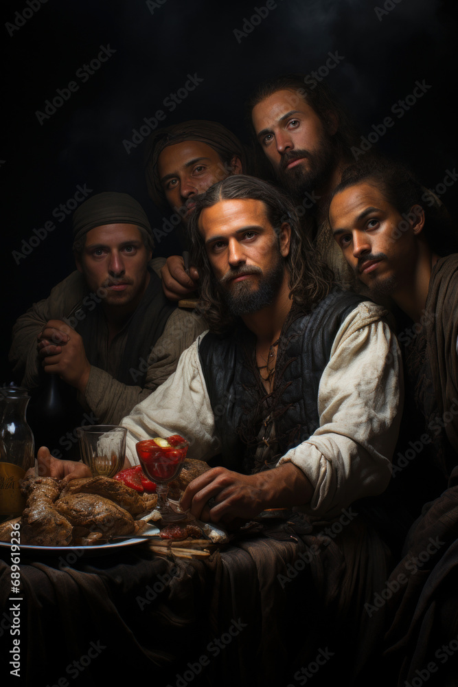 Fototapeta premium Scene of the life and figure of Jesus of Nazareth. Generative AI.