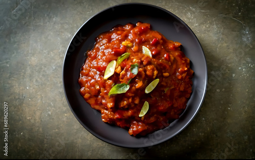 Capture the essence of Sambal Oelek in a mouthwatering food photography shot Generative AI