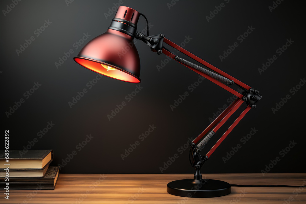 Table lamp for studying, in the foreground. Generative AI. Table lamp for studying, in the foreground. Generative AI.