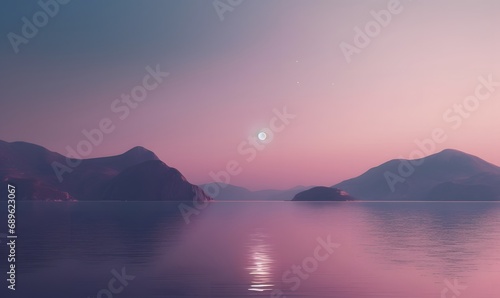 dreamy lake and moon,Generative AI © simba kim