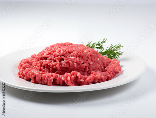 Minced meat on a white plate