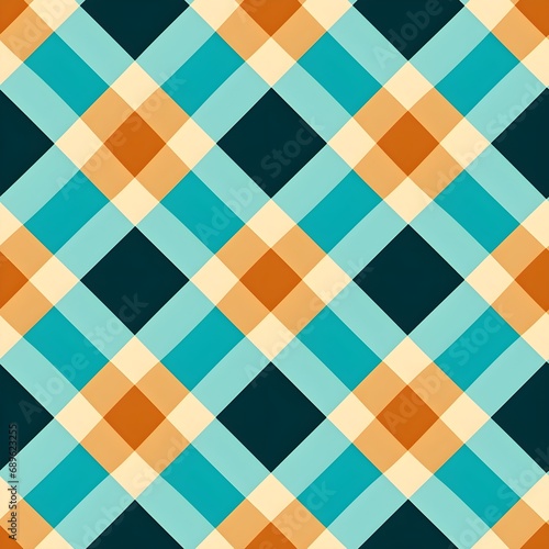 Teal and Orange Argyle Pattern Background