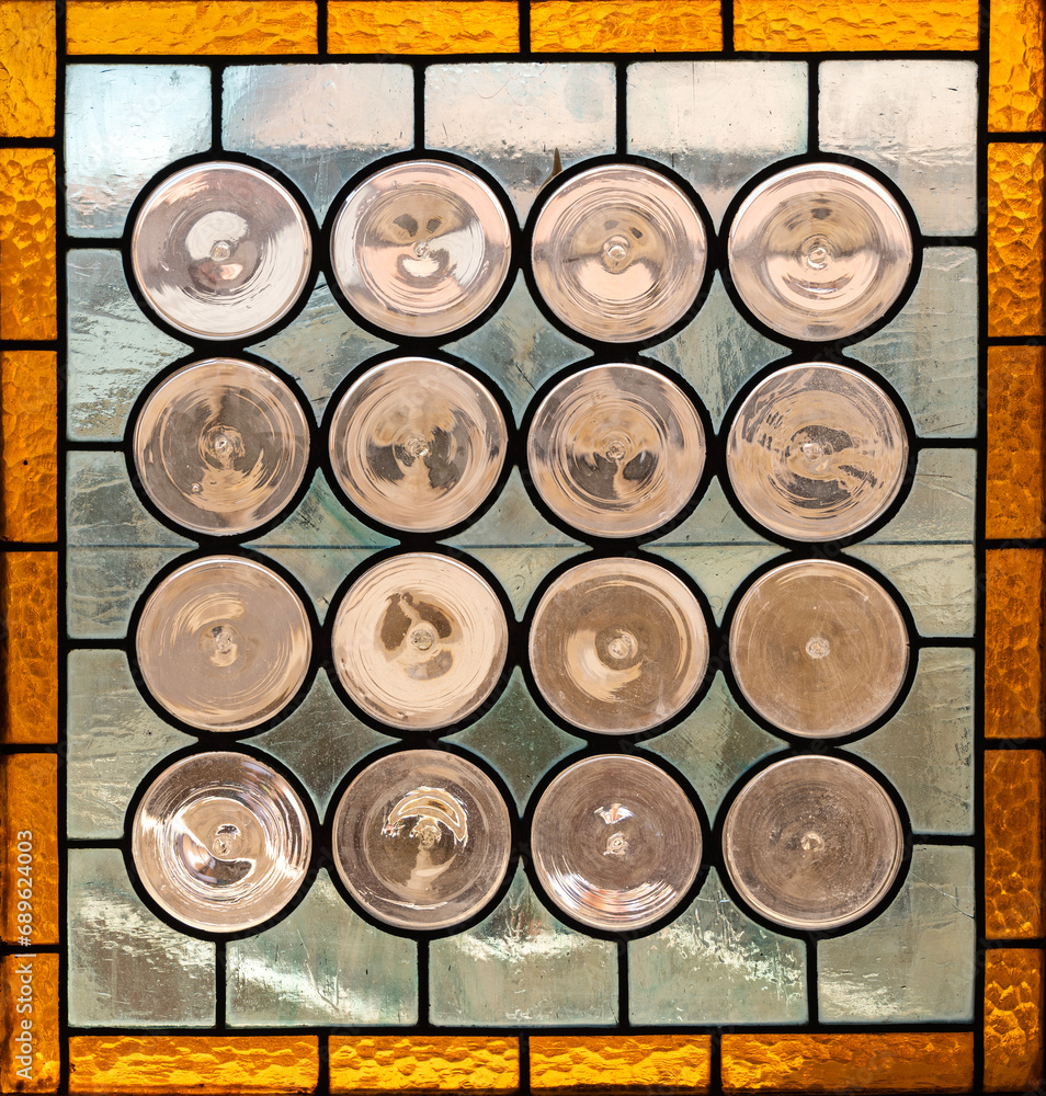 Old stained glass indoors