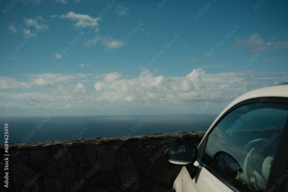 canary islands ocean view and the car