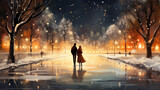 Romantic walk for a sweet couple