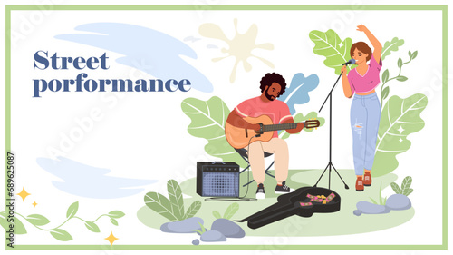 Street performance of acoustic music band landing page