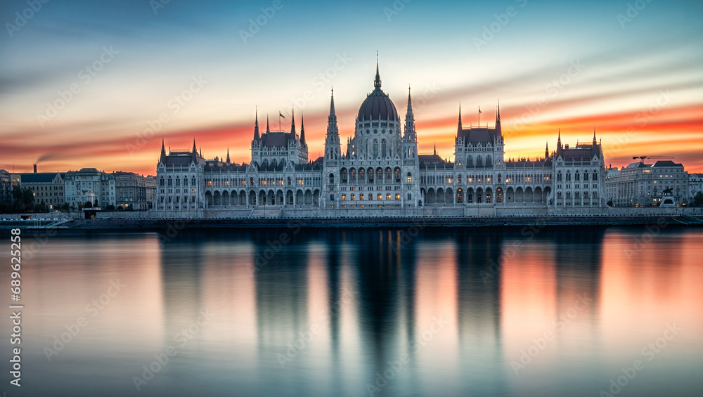 Hungarian Parliament Building at Sunrise