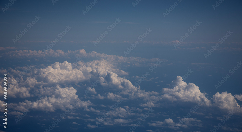 View from an airplane above the clouds