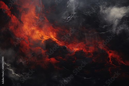 Volcanic Veins: The Vivid Contrast of Lava Against Charred Earth in an Abstract Terrain