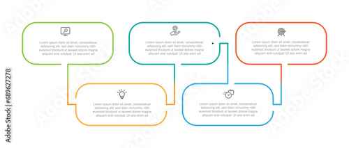 Line connection shape with 5 step for infographic template vector 