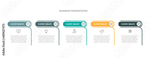 Business template infographic vector element with 5 step process or options 