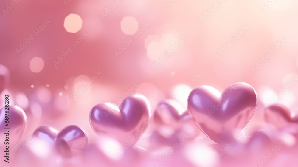 Backgrounds and backdrops for the design of presentations and wallpaper: Pink glowing bokeh of heart, soft focus