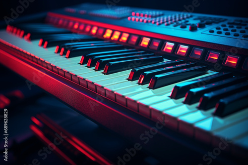 Pixel art representation of a music keyboard, capturing the simplicity of classic synthesizers in a pixelated format.