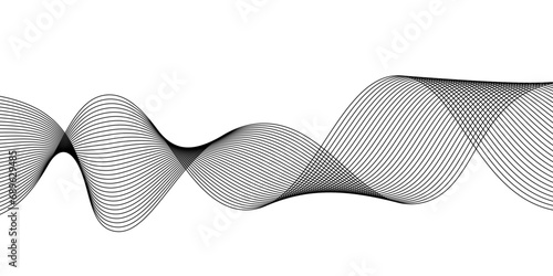 Abstract wave element for design.Wavy abstract stripes. Curved line vector elements for music design.Vector illustration. Curved smooth ribbon.