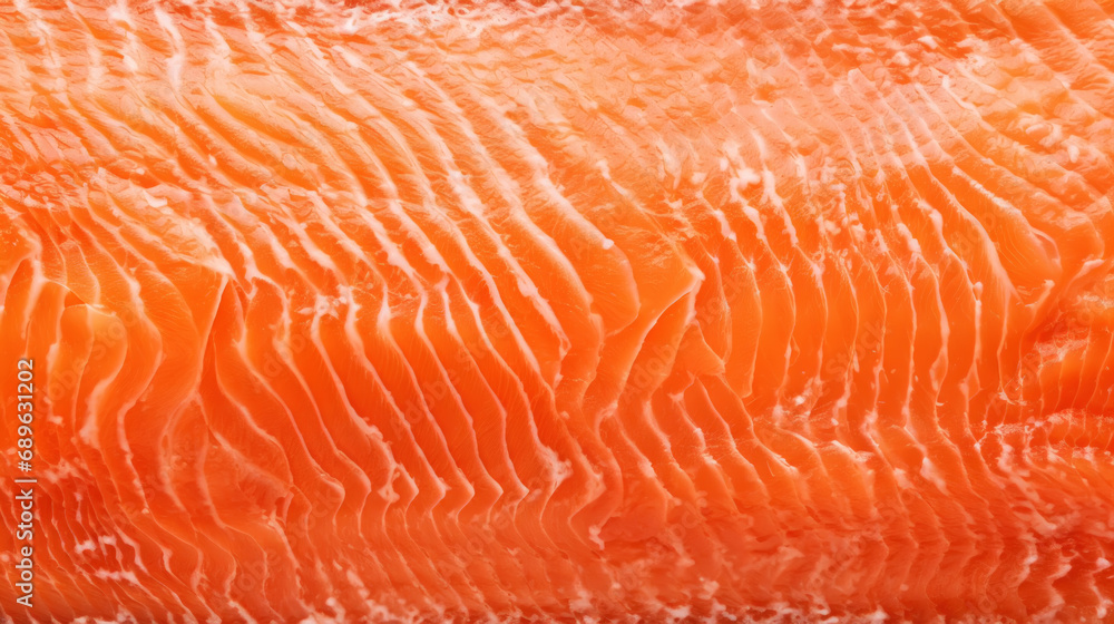 Close-up of raw fresh salmon sashimi structure. Food fish background. Generative AI Close-up of raw fresh salmon sashimi structure. Food fish background. Generative AI