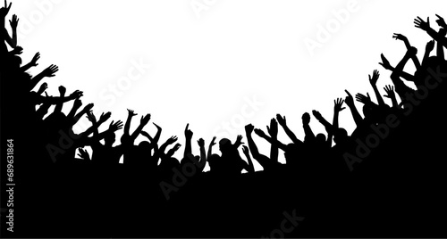 crowd silhouette with hands up