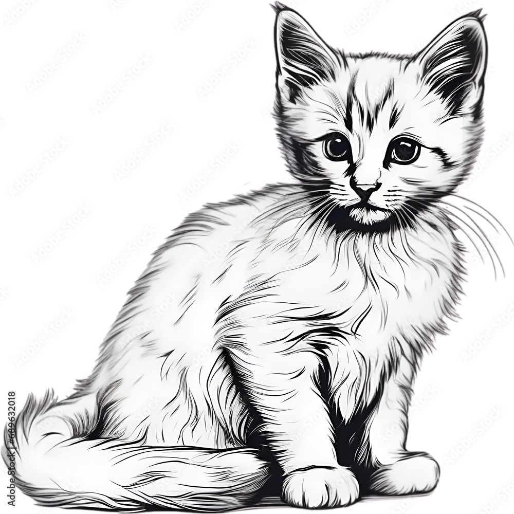A portrait drawing of a kitten in a minimalist style. A portrait drawing of a kitten in a minimalist style.
