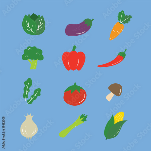Simple Vegetable Illustration Design Set