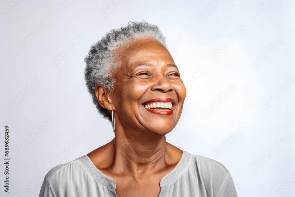Senior old african american woman with grey hair, studio photo, isolated on white background. Smiling, thinking, happy, wearing glasses, earrings. Senior old african american woman with grey hair, studio photo, isolated on white background. Smiling, thinking, happy, wearing glasses, earrings.