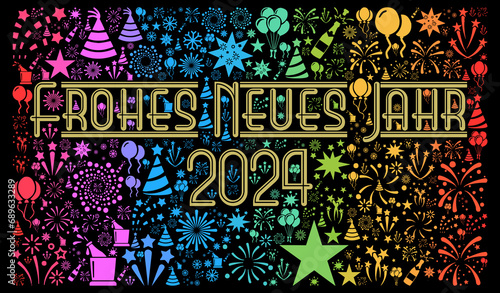 Happy new year 2024 called frohes neues jahr in German language	 photo
