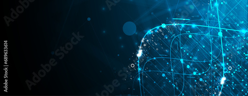 Abstract DNA technology. Science medical concept. Futuristic background.  Wireframe molecules structure