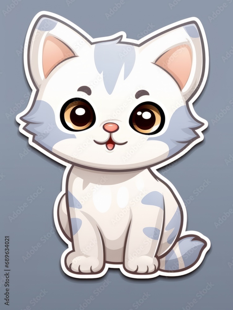 Funny Kitten sticker in cartoon style, AI Funny Kitten sticker in cartoon style, AI