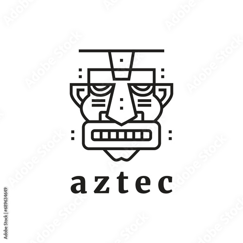 tribal mask aztec ceremonial logo design graphic vector