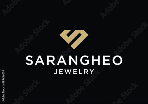 Diamond gems initial letter S logo design template