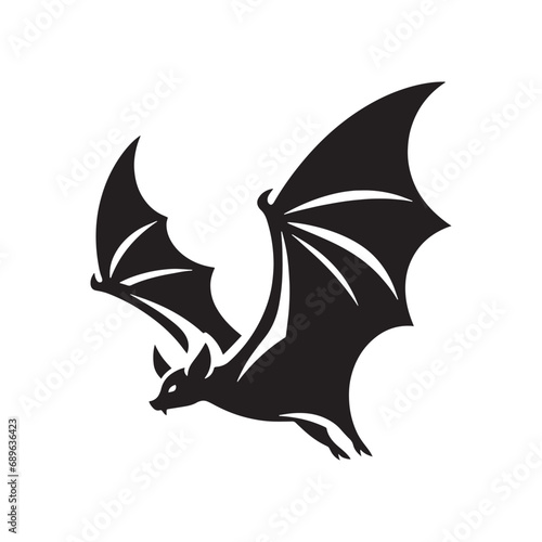 Bat Silhouette - Symbol of Night, Nature's Aerial Acrobat Black Vector Bat Silhouette
