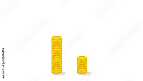 コストカットをイメージしたコインの積み上げ