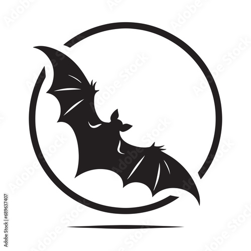 Bat silhouette: Detailed bat bird silhouette, capturing the essence of night. Versatile black vector bat silhouette for design use.