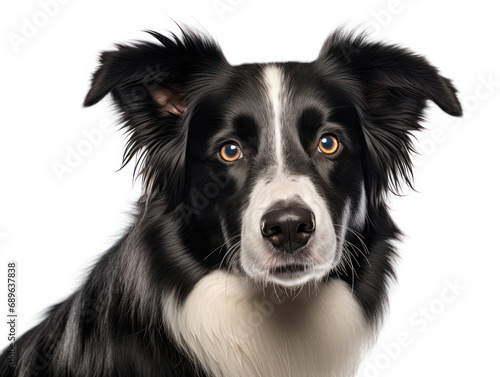 Border Collie Dog Studio Shot Isolated on Clear Background  Generative AI