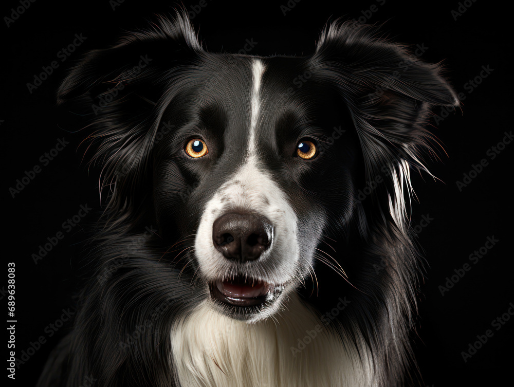 Fototapeta premium Border Collie Dog Studio Shot Isolated on Clear Background, Generative AI