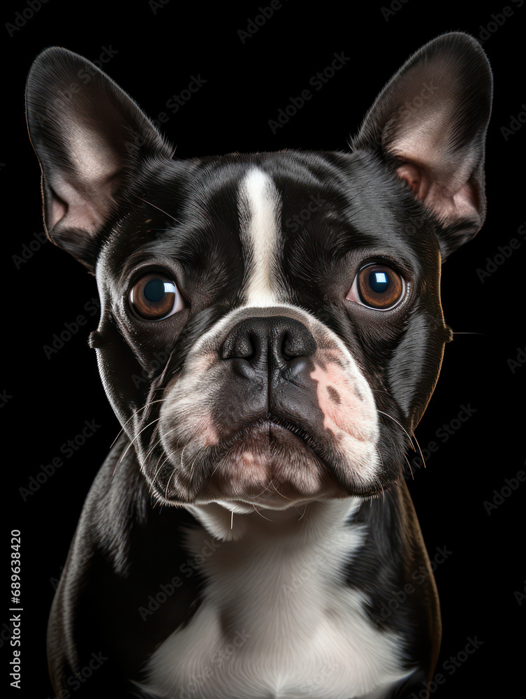 Boston Terrier Dog Studio Shot Isolated on Clear Background, Generative AI