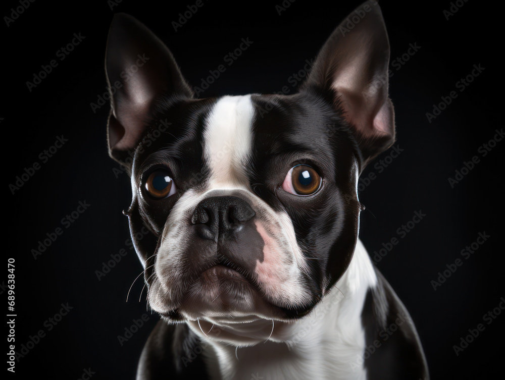 Boston Terrier Dog Studio Shot Isolated on Clear Background, Generative AI