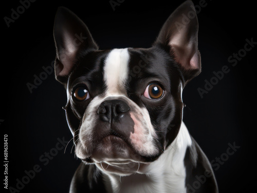Boston Terrier Dog Studio Shot Isolated on Clear Background, Generative AI © Vig