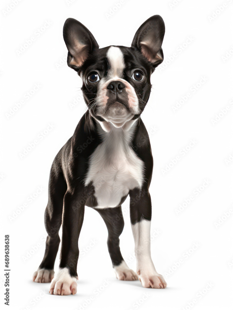 Boston Terrier Dog Studio Shot Isolated on Clear Background, Generative AI Boston Terrier Dog Studio Shot Isolated on Clear Background, Generative AI
