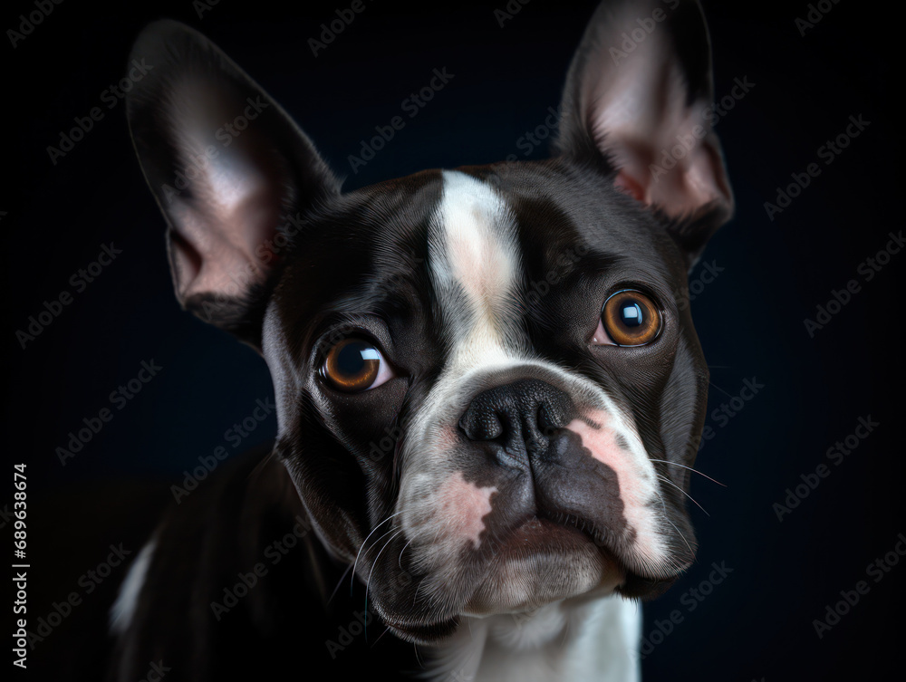 Boston Terrier Dog Studio Shot Isolated on Clear Background, Generative AI Boston Terrier Dog Studio Shot Isolated on Clear Background, Generative AI