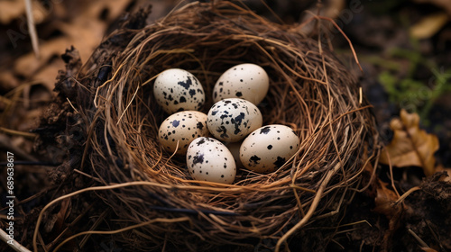 quail eggs in the nest created with Generative Ai