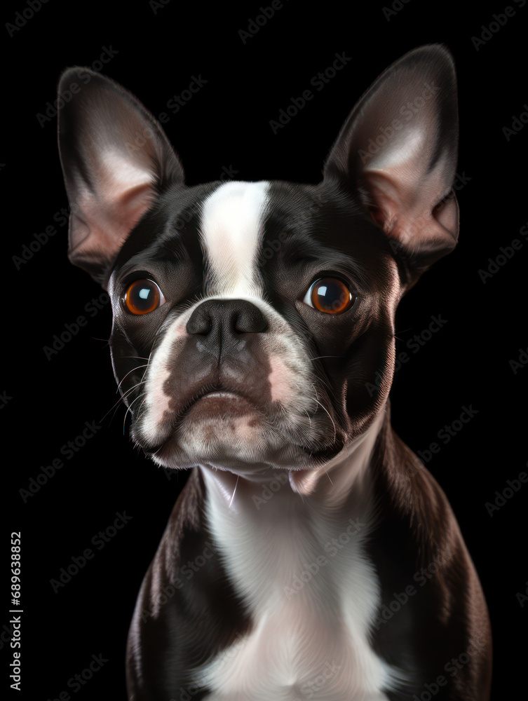 Boston Terrier Dog Studio Shot Isolated on Clear Background, Generative AI Boston Terrier Dog Studio Shot Isolated on Clear Background, Generative AI