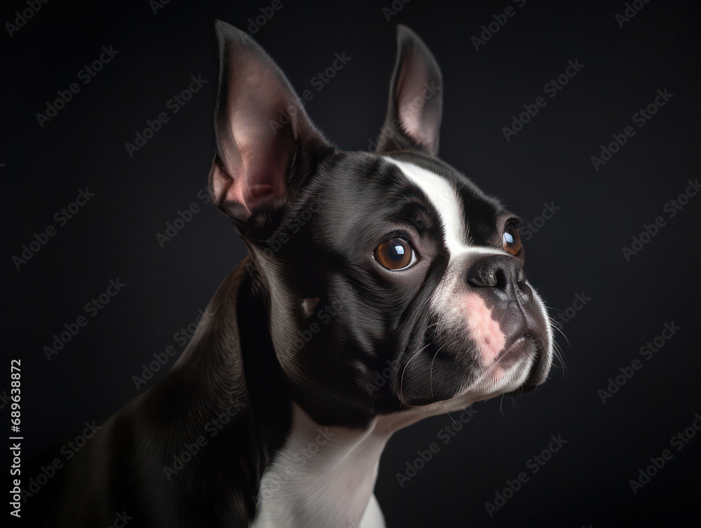Boston Terrier Dog Studio Shot Isolated on Clear Background, Generative AI